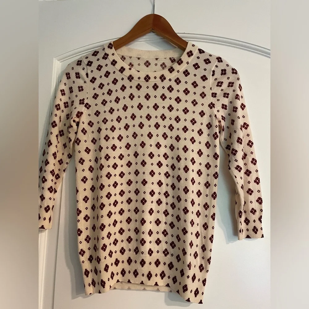J.Crew Rare Ivory Medallion Merino Wool Sweater S